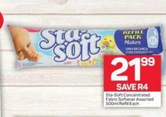 Pick n Pay Sta-Soft Concentrated Fabric Softener Assorted 500ml Refill each offer