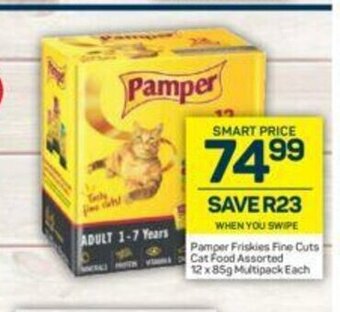 Pick n Pay Pamper Friskies Fine Cuts Cat Food Assorted 12 x 85g Multipack offer