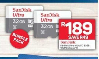 Pick n Pay SanDisk Ultra MicroSD 32GB 100MBs Class 10 offer