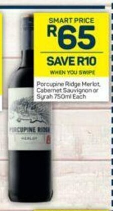 Porcupine Ridge Merlot, Cabernet Sauvignon or Syrah 750ml each