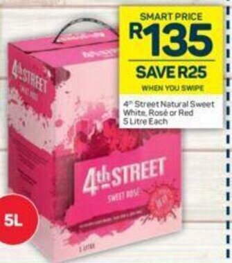 Pick n Pay 4th Street Natural Sweet White, Rose or Red 5 Litre each offer