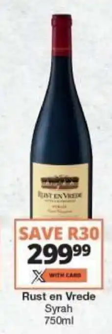 Checkers Rust en Vrede Syrah 750ml offer