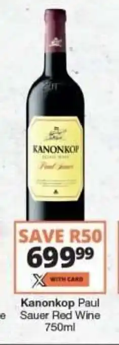 Checkers Kanonkop Paul Sauer Red Wine 750ml offer