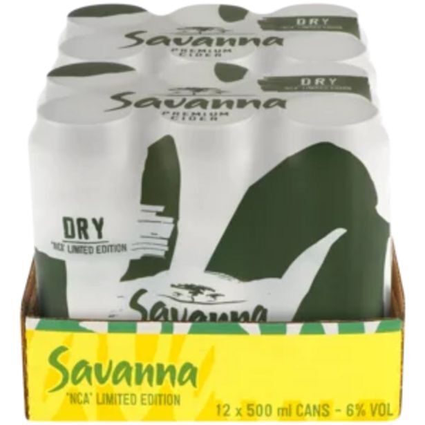 Savanna dry premium cider limited edition cans 12 x 500ml offer at Shoprite
