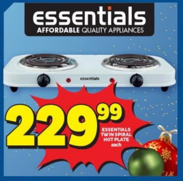 Essentials Twin Spiral Hot Plate offer at Usave