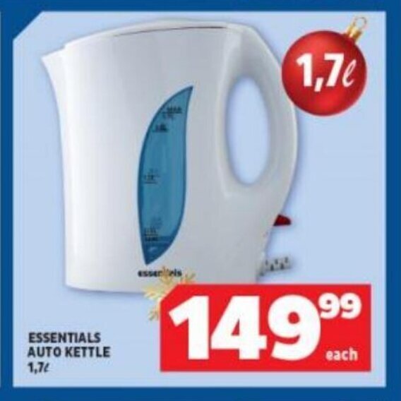 Essential Auto Kettle 1.7L offer at Usave