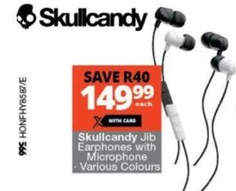 Checkers Skullcandy Jib Earphones with Microphone -various colours offer