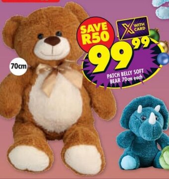 Shoprite Patch Belly Soft Bear 70cm offer