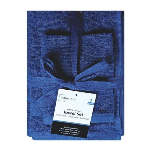 Mainstays 3pack towel set navy offer at Game
