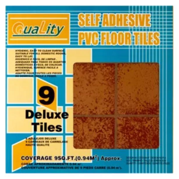 Quality brown pattern self adhesive pvc floor tiles 9 pack offer at Shoprite