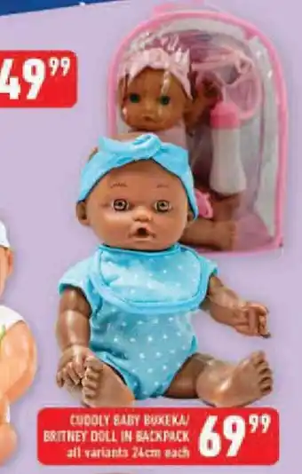 Shoprite Cuddly Baby Bukeka / Britney Doll in Backpack all variants 24cm offer