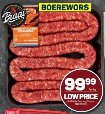 Pick n Pay PnP Bulk Country Classic Boerewors per kg offer