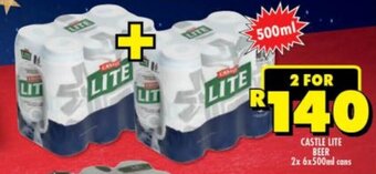 Shoprite Liquor Castle Lite Beer 2 x 6 x 500ml cans offer