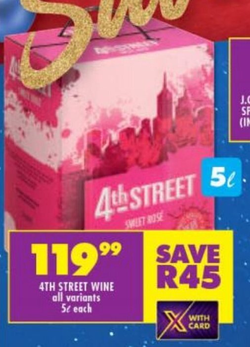 4th Street Wine all variants 5L offer at Shoprite Liquor