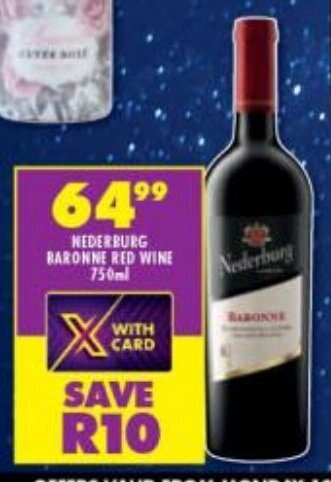 Nederburg Baronne Red Wine 750ml offer at Shoprite Liquor