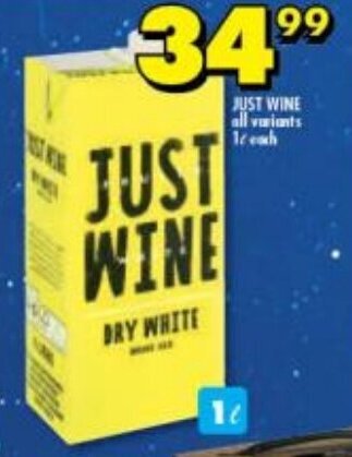 Shoprite Liquor Just Wine all variants 1L offer