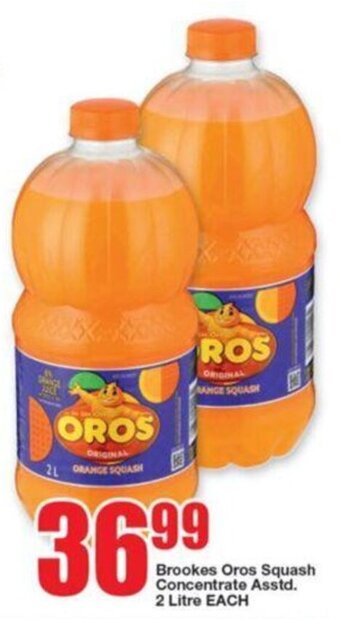 OK Foods Brookes Oros Squash concentrate asstd. 2 litre offer