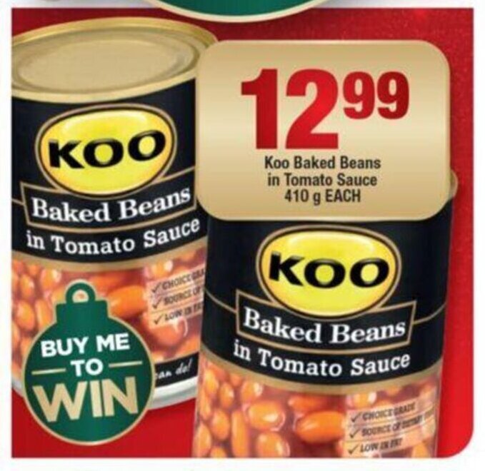Koo Baked Beans in Tomato Sauce 410g offer at OK Foods