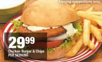 OK Foods Chicken Burger & chips per serving offer