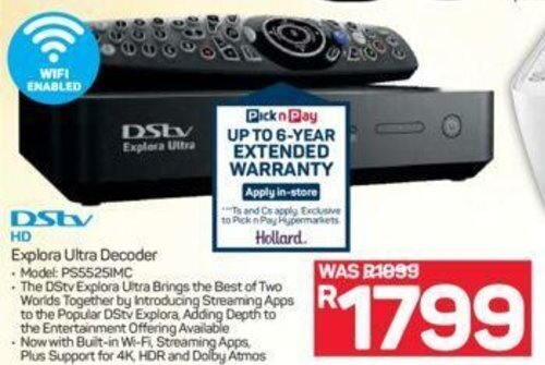 Pick n Pay Hypermarket DSTV HD Explora Ultra Decoder Model: PS5525IMC offer