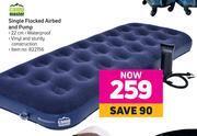 Campmaster single flocked airbed pump offer at Game