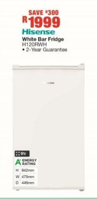 House & Home Hisense White Bar Fridge H120RWH offer