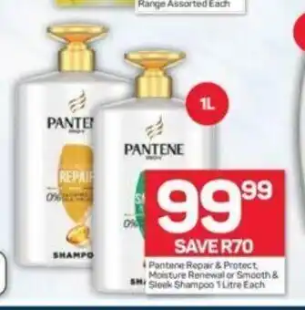 Pick n Pay Hypermarket Pantene Repair & Protect Moisture Renewal or Smooth & Sleek Shampoo 1 Litre each offer