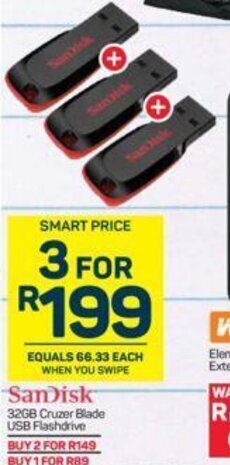 Pick n Pay Hypermarket SanDisk 32GB Cruzer Blade USB Flashdrive offer