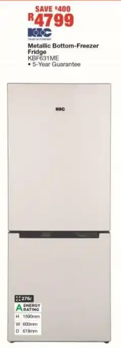 House & Home Metallic Bottom Freezer Fridge KBF631ME offer