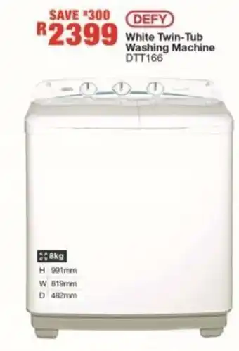 House & Home Defy White Twin-Tub Washing Machine DTT166 offer