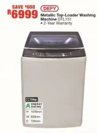 House & Home Defy Metallic Top-Loader Washing Machine DTL151 offer