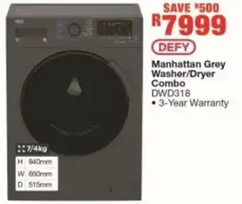 House & Home Manhattan Grey Washer/Dryer Combo DWD318 offer