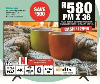 House & Home Hisense 65" 164cm Ultra HD Smart LED TV 65A7100F offer