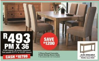 7-Piece Royal Concrete-Finish Dining -Room Suite