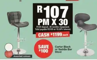 House & Home Carter Black or Saddle Bar Stool offer