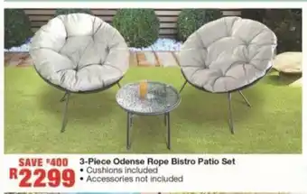 House & Home 3-Piece Odense Rope Bistro Patio Set offer
