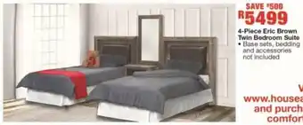 House & Home 4-Piece Eric Brown Twin Bedroom Suite offer