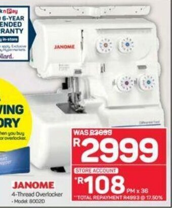 Pick n Pay Hypermarket Janome - 4-Thread Overlocker offer