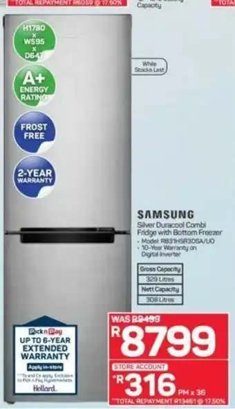 Pick n Pay Hypermarket Samsung - Silver Duracool Combi Fridge with Bottom Freezer offer