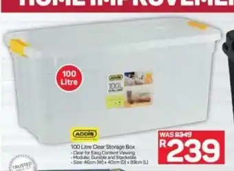 Pick n Pay Hypermarket Addis - 100 Litre Clear Storage Box offer