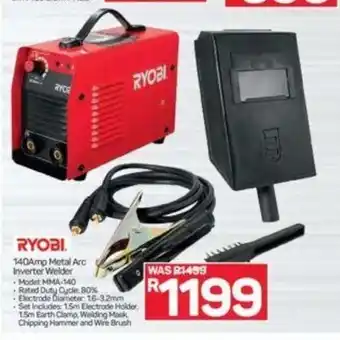 Pick n Pay Hypermarket RYOBI - 140Amp Metal Arc Inverter Welder offer