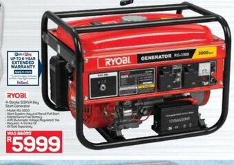 Pick n Pay Hypermarket RYOBI - 4-Stroke 3.5KVA Key Start Generator offer