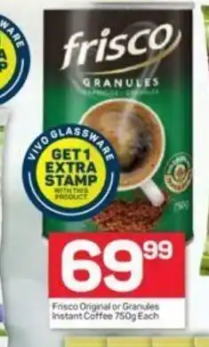 Pick n Pay Hypermarket Frisco Original or Granules Instant Coffee 750g offer