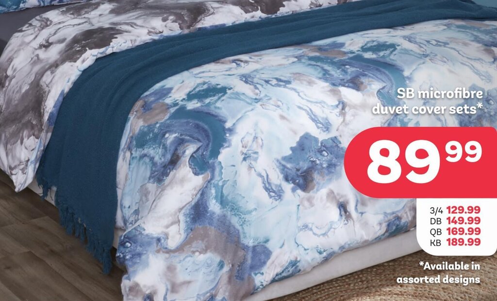 Sb microfibre duvet cover sets* offer at PEP