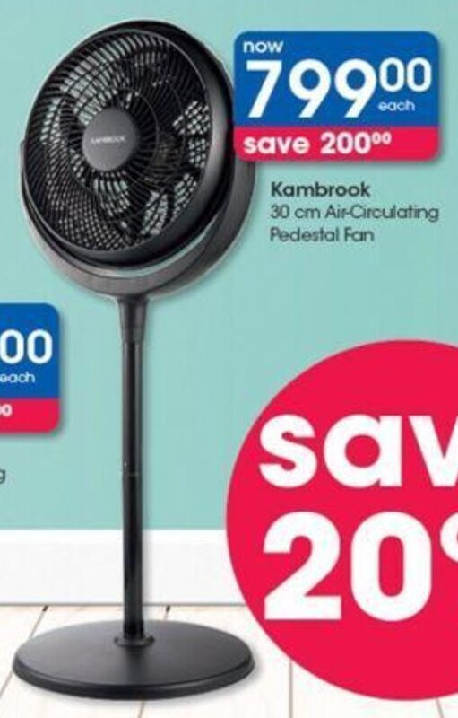 Kambrook 30cm AirCirculating Pedestal Fan offer at Clicks