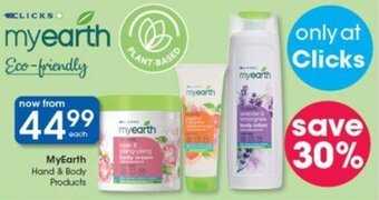 Clicks Myearth Hand & Body Products offer
