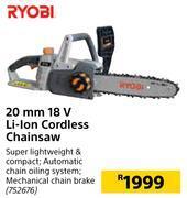 Builders Warehouse Ryobi 20mm 18v li-ion cordless chainsaw offer