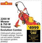 Builders Warehouse Wolf garden 2200w mower & 750w trimmer evolution combo offer