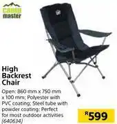 Builders Warehouse Camp master high backrest chair offer