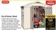 Builders Warehouse Keter 8 x 6 factor shed 2.565 m (w) x 1.82 m (d) x 2.385 m (h) offer